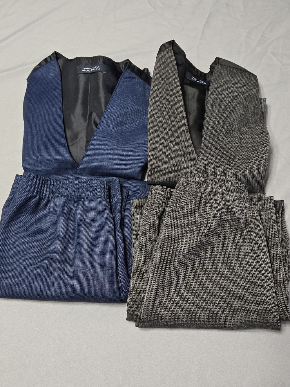 2-Pack Sz 7  Knit Waist Dress Pants & Vest Set - Navy & Charcoal